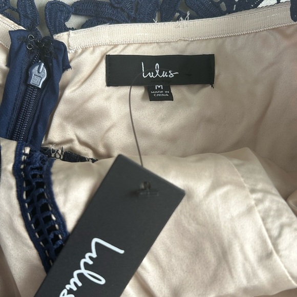 NWT LULUS Women’s Divine Destiny Navy Blue Lace Midi Dress - Picture 8 of 14